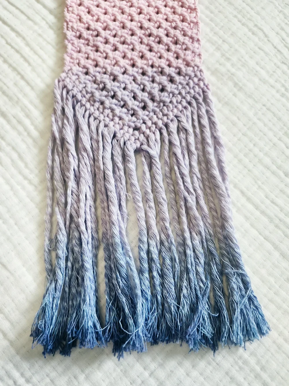 Ombre Macramé Wall Hanging - White, Pink & Blue